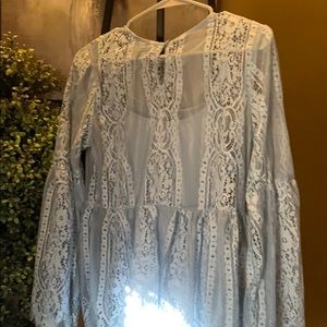 Tops - Powder Blue Lace Top SzM Tops - Powder Blue Lace Top SzM